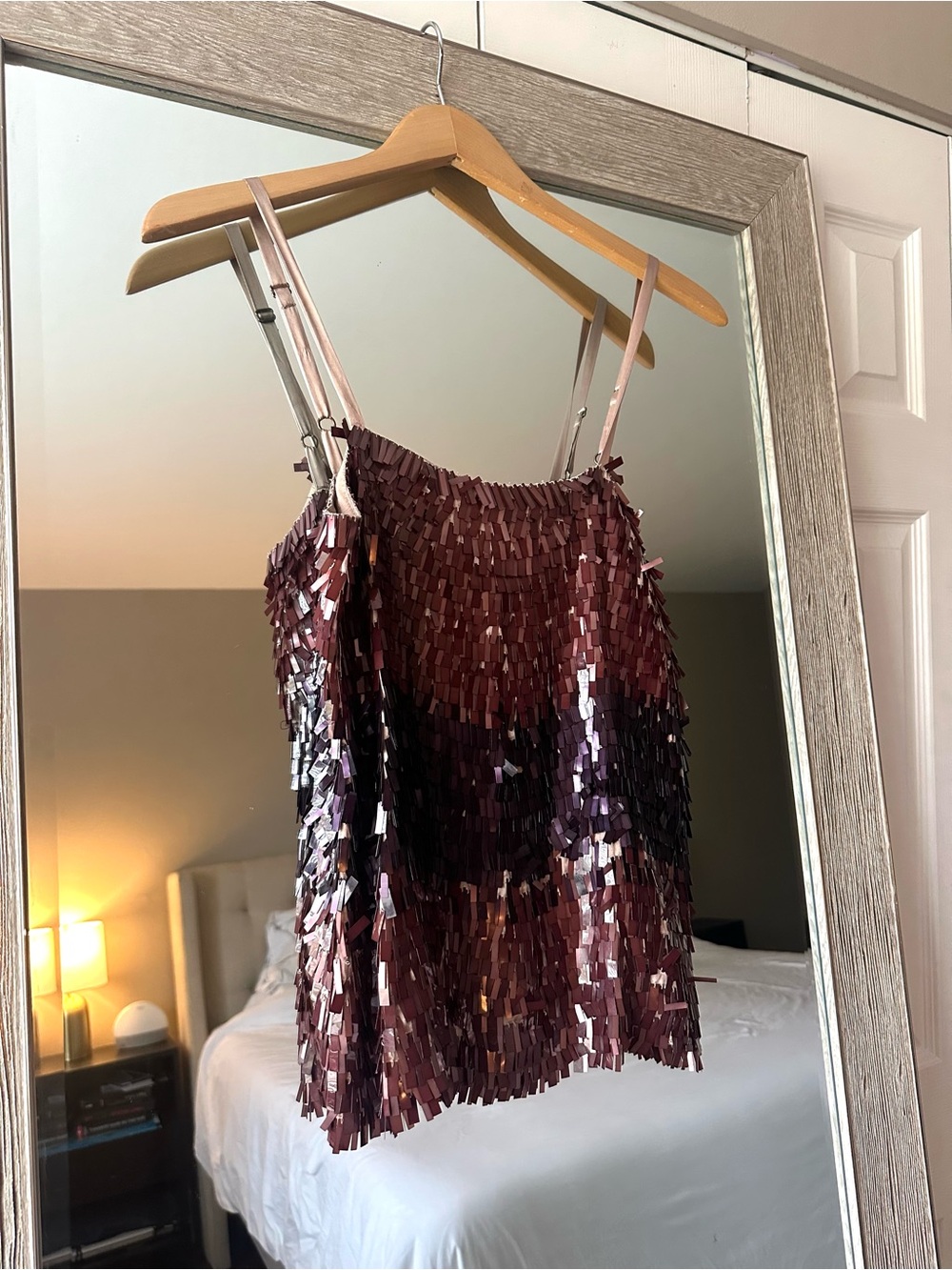 Alice + Olivia Purple 100% Silk Blend Sequin Cami Tank NWT Size XS